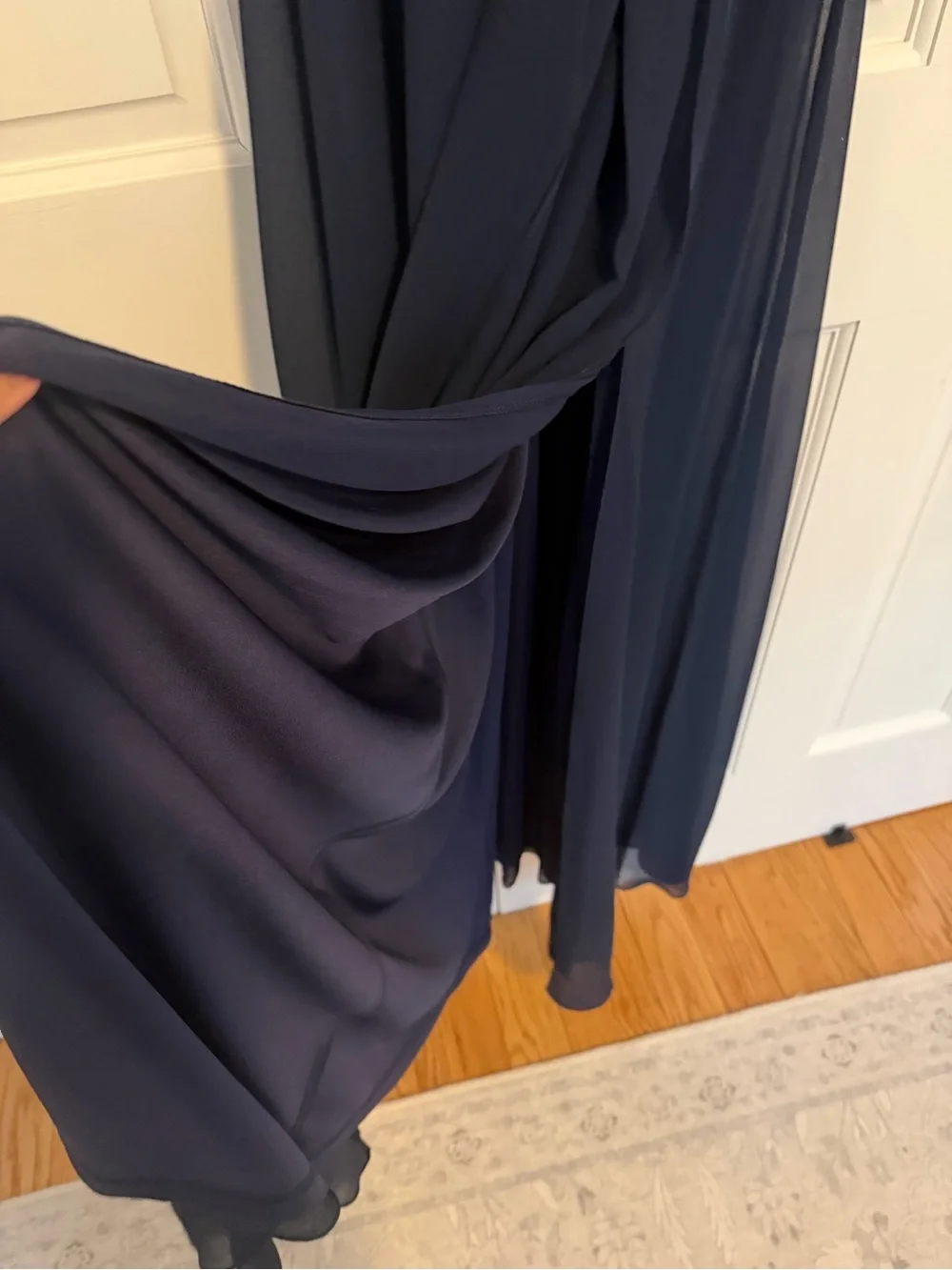 LEVKOFF Navy Chiffon Maxi Formal Dress Size 8 Bridesmaid Twist Front‎ Gown